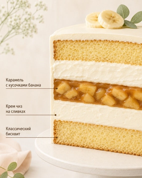 Торт с карамельной и банановой начинкой
